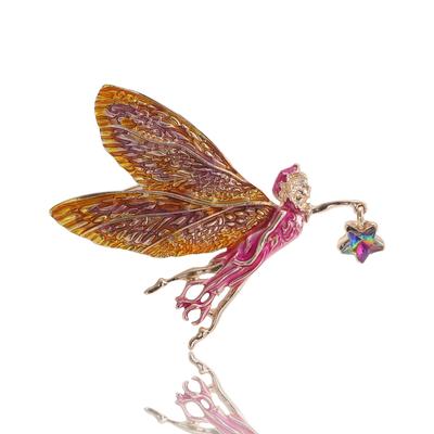 Fashion Creative Accessories Enamel Oil Dripping Butterfly Flower Fairy Brooch, Versatile Corsage