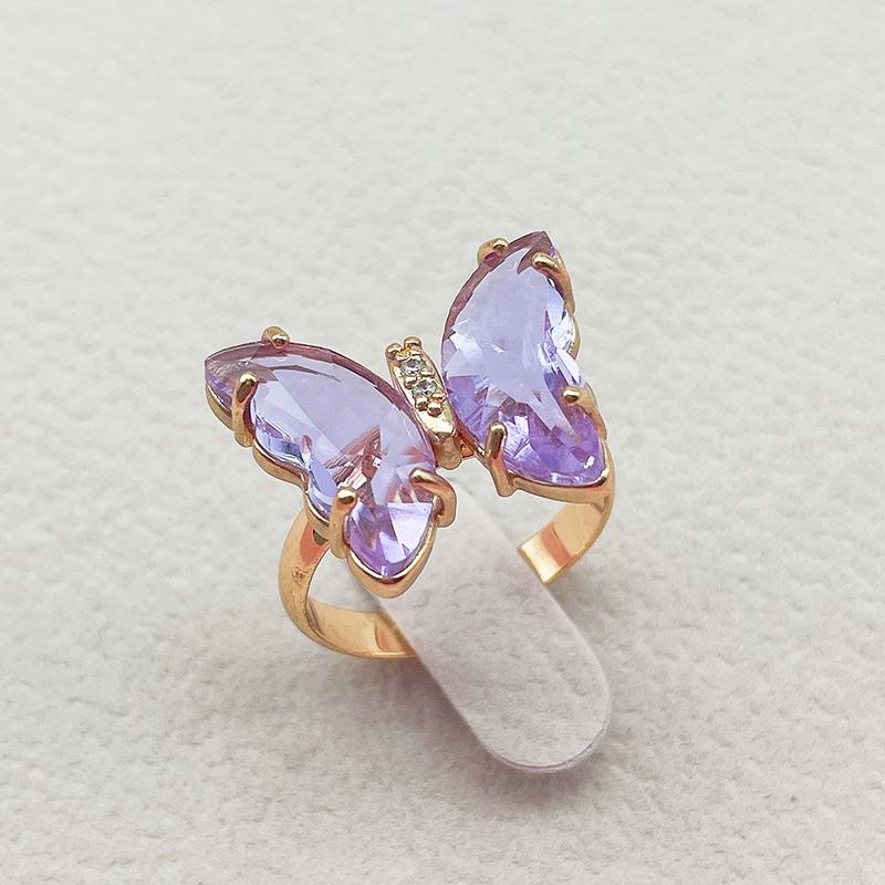 16 Colors Crystal Butterfly Ring Fashion Popular Women's Party Jewelry Charm Adjustable Ring Best Friend Gift Wedding Gift
