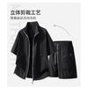 Mens Quick-Dry Sport Set With Stand Collar Zipper Top Breathable Shorts Lightweight Athletic Wear