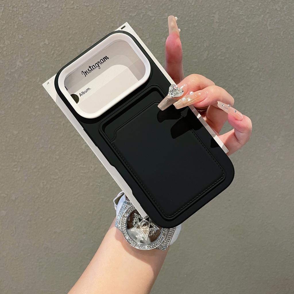 Luxury Liquid Soft Card Wallet Case For iPhone 17 Air 16 15 14 13 12 11 Pro Max Plus 17Pro Shockproof Armor Bright Bumper Cover