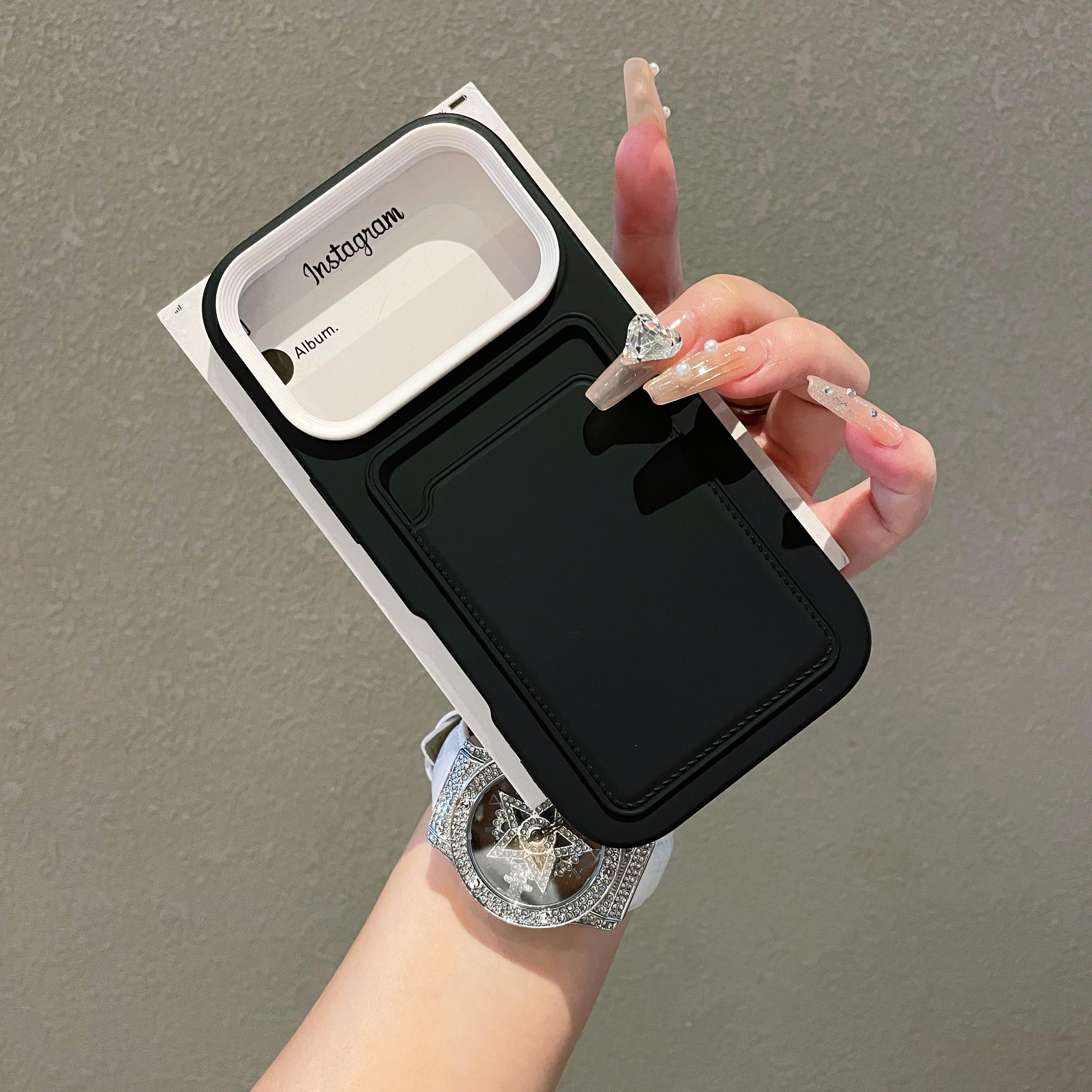 

Luxury Liquid Soft Card Wallet Case For iPhone 17 Air 16 15 14 13 12 11 Pro Max Plus 17Pro Shockproof Armor Bright Bumper Cover iPhone 15 Pro Max чорний