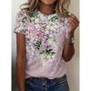 Fashionable and creative new flower print women's round neck short-sleeved T-shirt tops