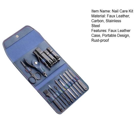 1 rinkinys profesionalus nagų priežiūros rinkinys 16 viename nerūdijančio plieno nagų kirpimo mašinėlės rinkinys su dirbtinės odos dėklu nagų priežiūros įrankiu namų manikiūrui