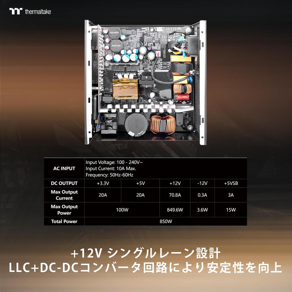 Thermaltake TOUGHPOWER GT 850W ATX Express Compatible 80PLUS GOLD PC Power Supply Unit PS1496 3.1/PCI 5.1 PS-TPT-0850FNFAGJ-3
