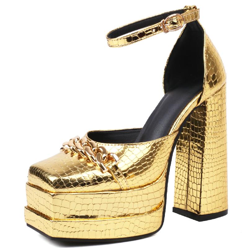 Luxury Gladiator Sandals Women Summer Shoes 2025 Platform High Heels Pumps Sexy Black Gold Silver Women's Dance Stripper Shoes