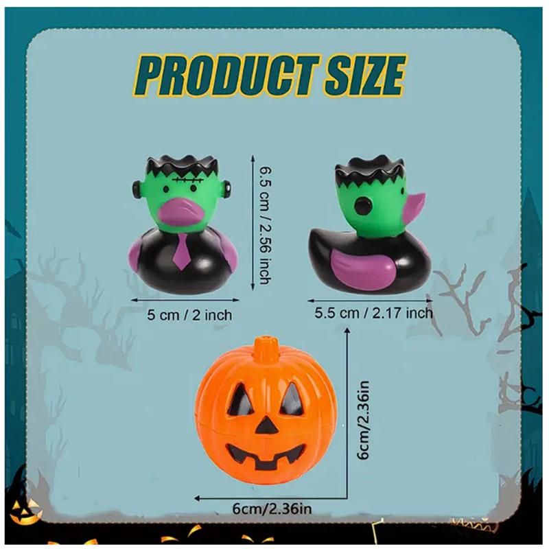 24/48 Stuks Halloween Rubberen Eendjes Met Pompoen Doos Accessoires Jeep Eendjes Speelgoed Voor Kinderen Halloween Feest Bedankjes