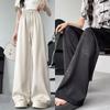 Women Elegant Summer Satin Chinese Style Straight Pants Streetwear Vintage Wide Leg Pants Casual Loose High Waist Trousers