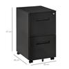 Metal Mobile File Cabinet with Wheels, Lockable 2 Drawer Filing Cabinet for A4, Legal, Letter