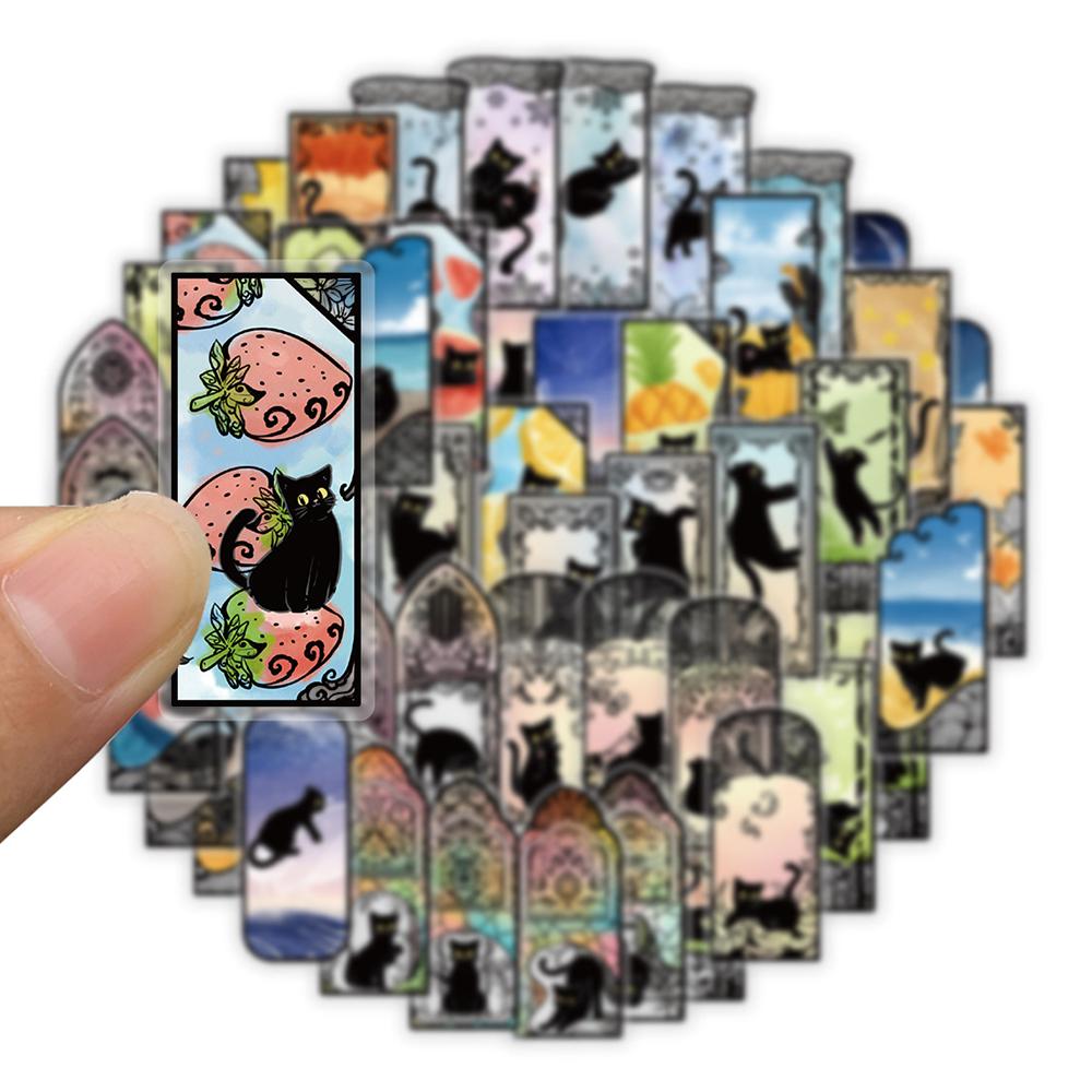 10/30/50pcs Transparent Black Cat Stickers Cute Cartoon Waterproof Decals DIY Notebook Luggage Scrapbook Kawaii Graffiti Sticker