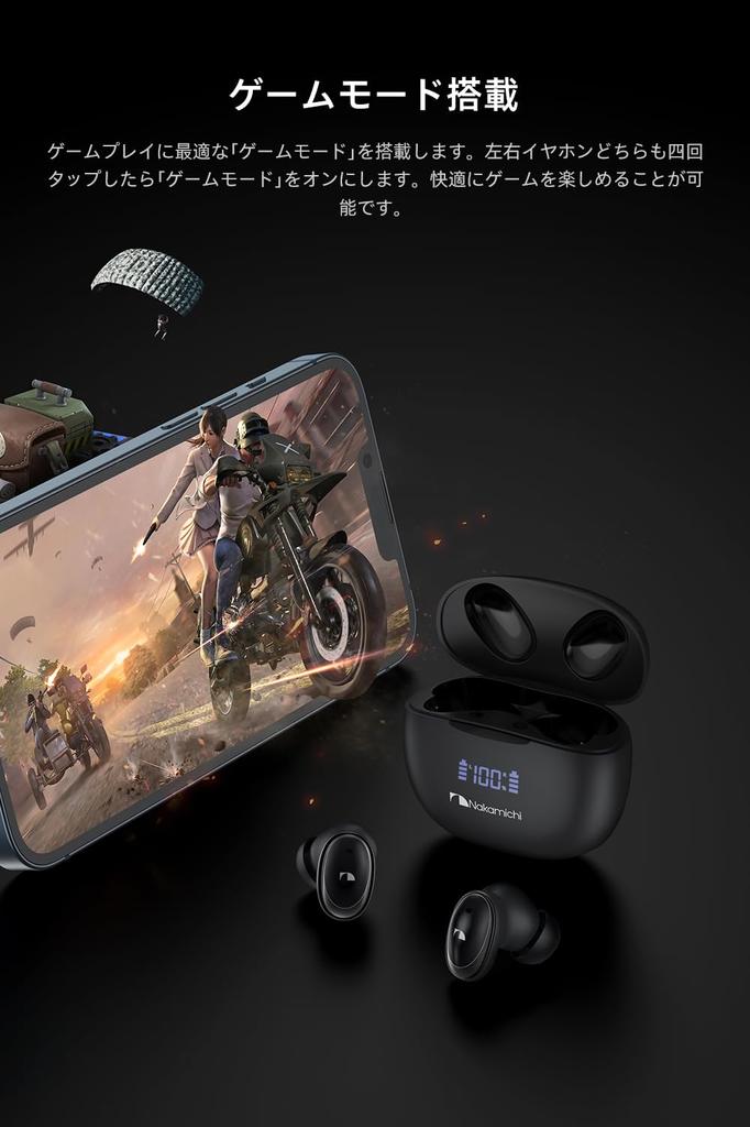 Nakamichi TW022ENC Wireless Bluetooth ENC Noise Up To 28 Hours of Music Low LED Battery Level Japanese Voice Prompts Earbuds, 5.3, Reduction,