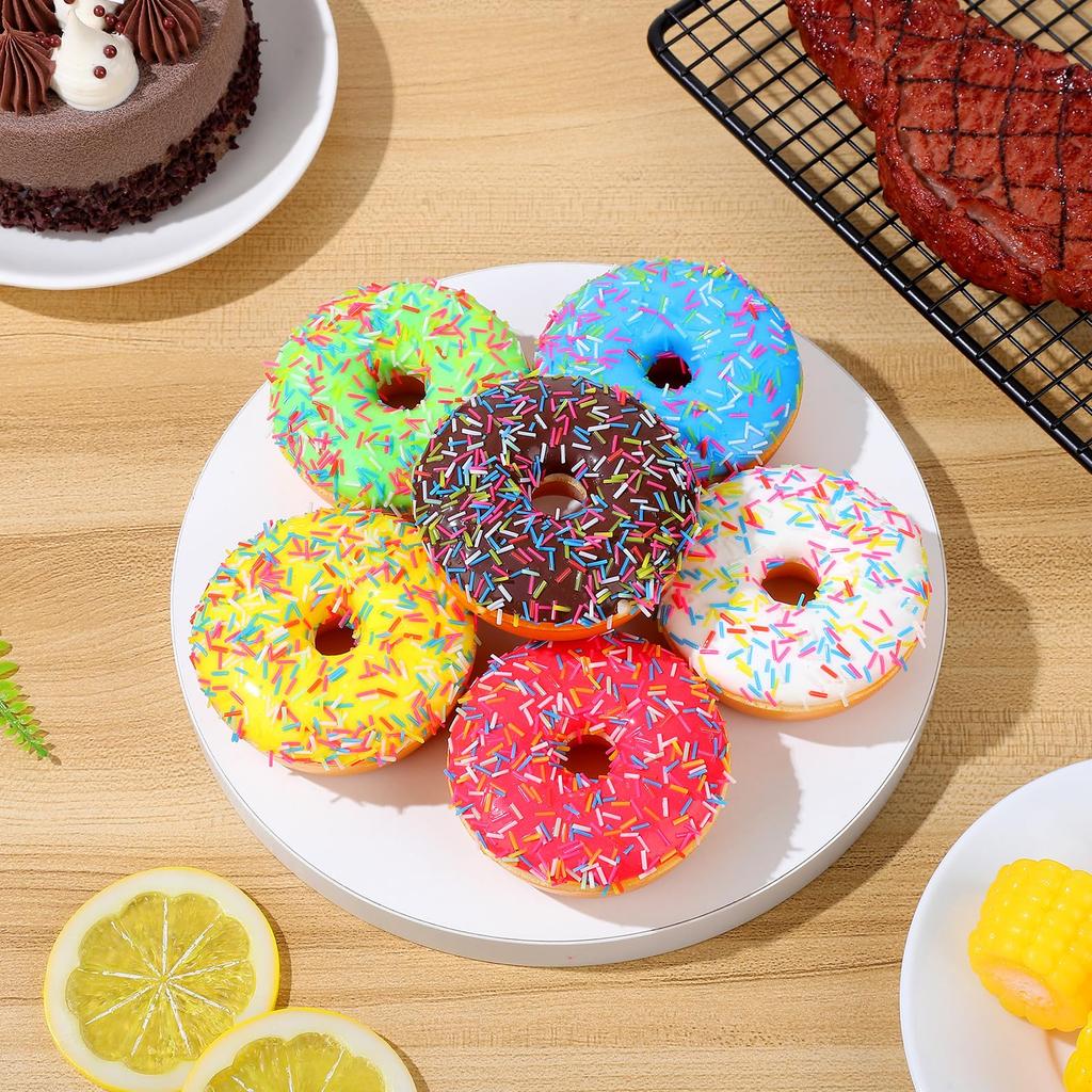 NUOLUX 6pcs Donut Models Realistic Donuts Donut Floats Donut Squeezes Food Bread Models Party Decorations Home Decorations Dollhouse Donuts Food