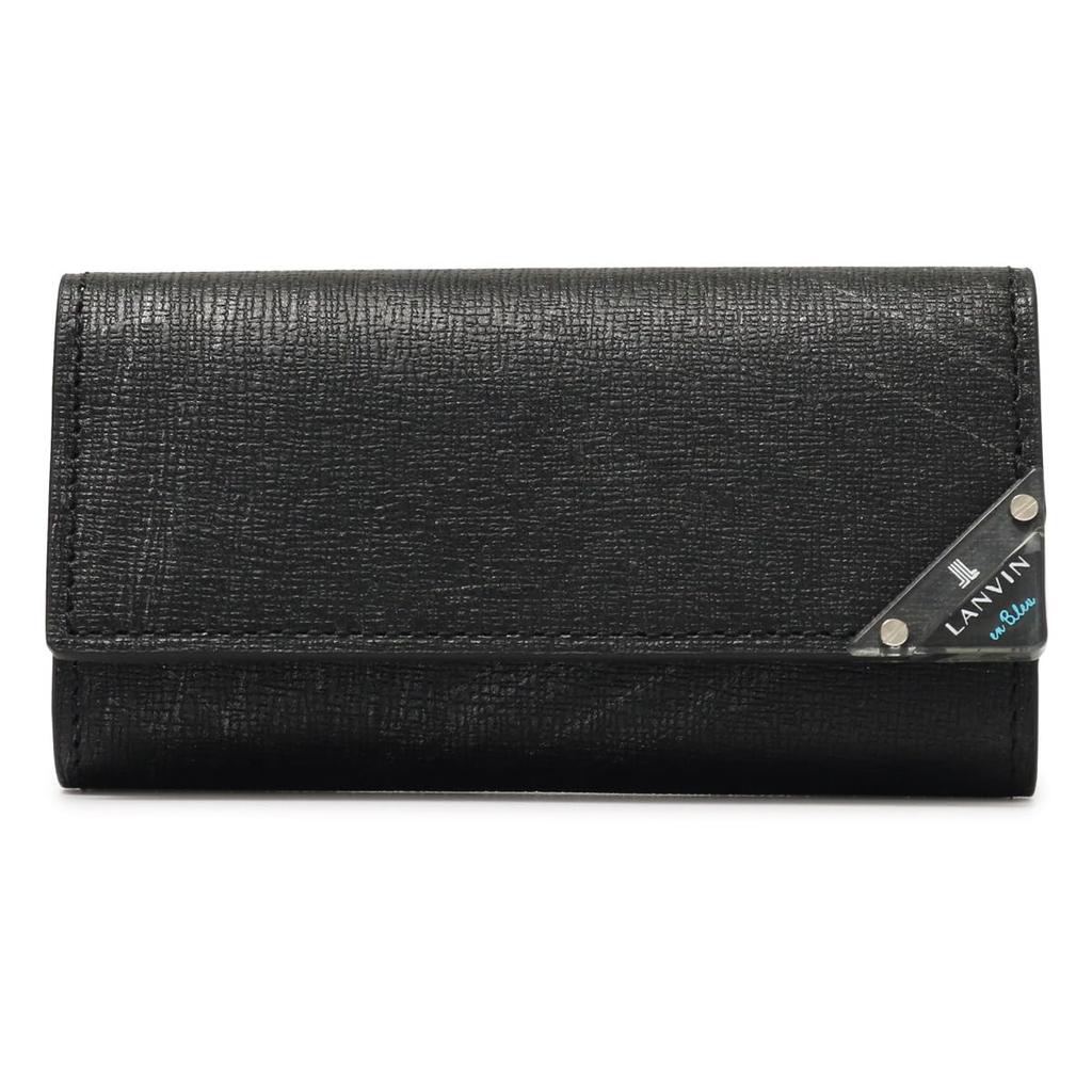 on Key Case Genuine Leather 4 Rows 513621 Aqua Leather Cowhide Clear Black [Lanvin Bleu] Men's [01]