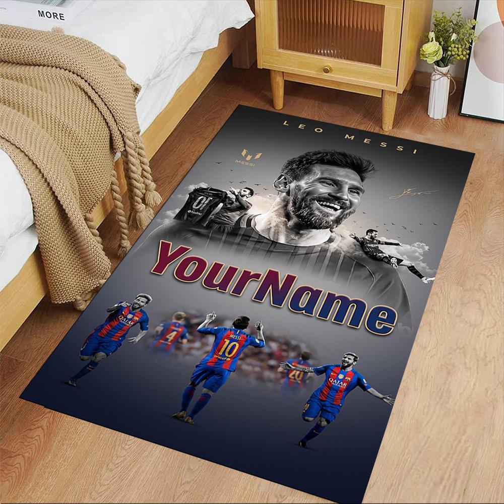 Messi Personalized Name Area Rug Design for Outdoor Decorate Room Hallway Entryway Antislip Carpet Anime Office Decor Gift for Festivals