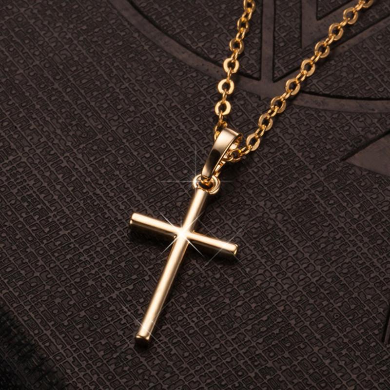 Korean Style Hip Hop Zircon Cross Pendant Necklace