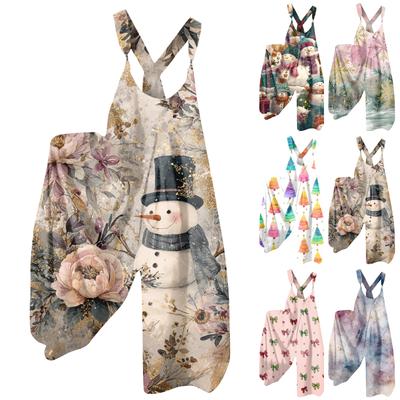 Salopette d'été pour femmes Imprimé floral Combinaison vintage (Sangles non réglables)