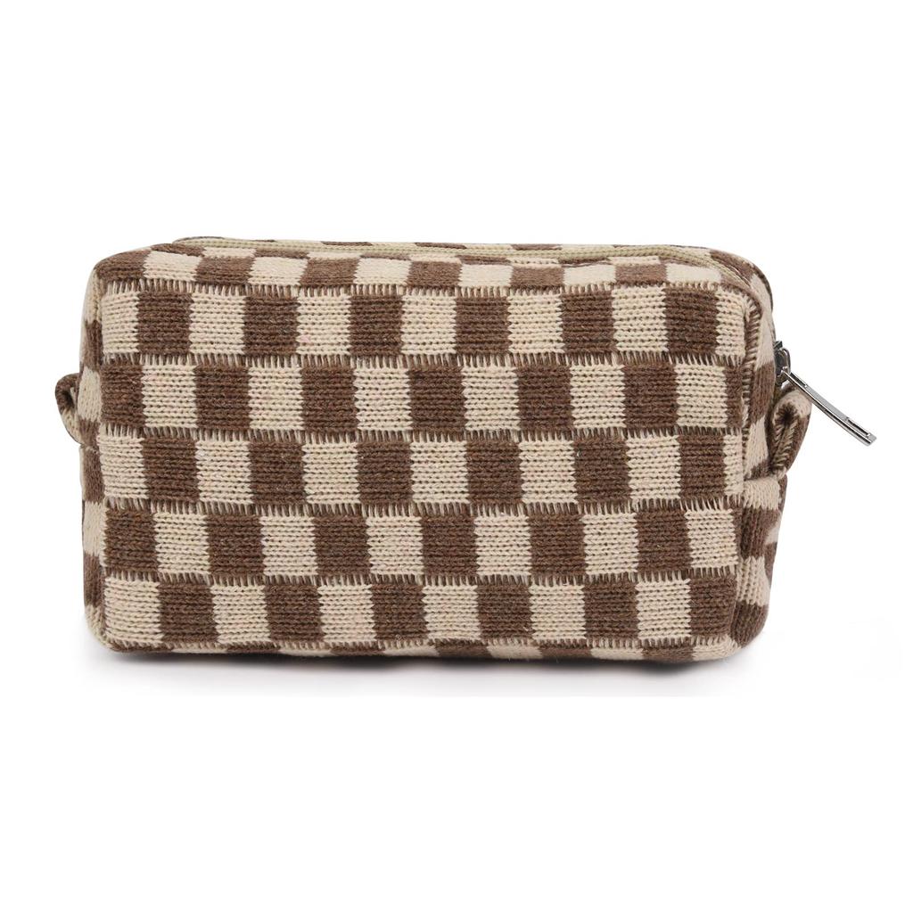 Large Checkerboard Makeup Bag Women Girls Portable Travel Essential Pouch Purse Toiletry Bag Organizer Storage Pencil Case