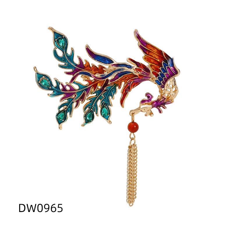 

Chinese style imitation enamel color phoenix brooch high sense niche corsage female anti-light buckle pin accessories