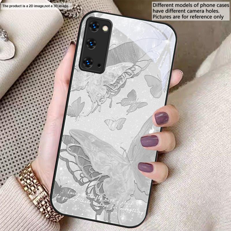 

Lucky Butterfly Painting For Samsung S26 S22 S8 S9 S10 S20 Ultra S21 Pro S22 Plus S23 FE S24Ultra S25 Edge S24+ Glass Phone Case Galaxy S26