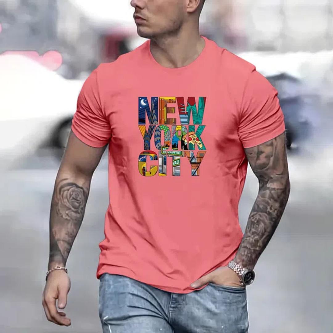 

Летняя мужская футболка с принтом «граффити Нью-Йорк» с объемным принтом, свободные повседневные футболки, удобная мягкая мужская футболка с коротким рукавом XL