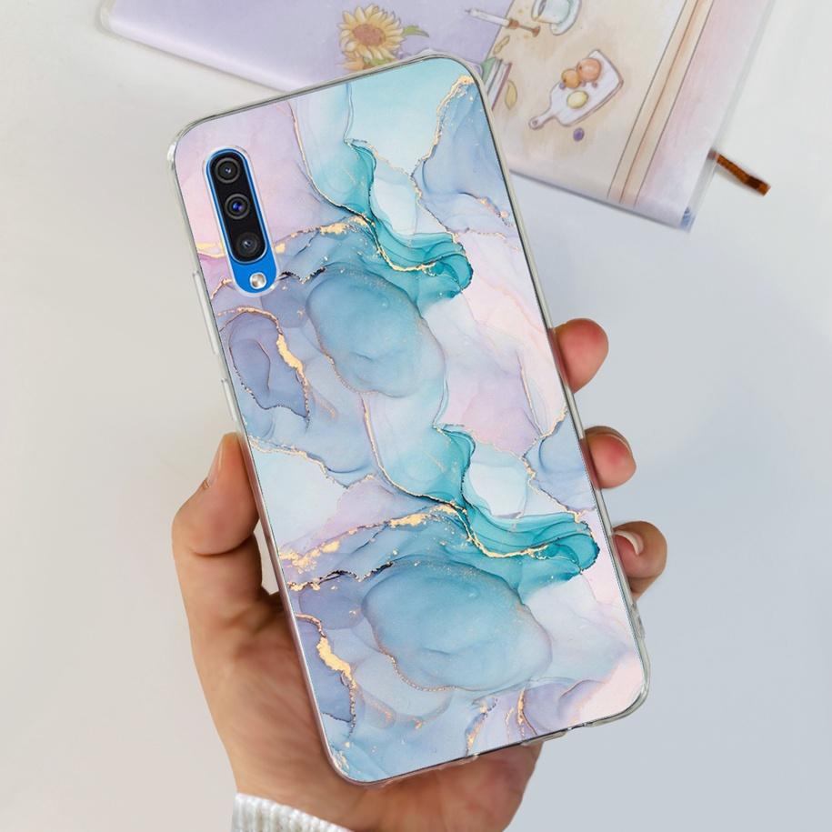 For Cover Samsung Galaxy A50 Phone Case Luxury Marble Flower Transparent Soft Bumper For Samsung A50S A30S A307F A507F A 50 Capa