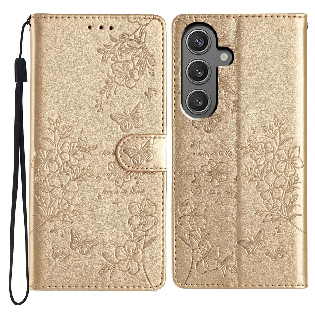 For Samsung Galaxy A16 5G/A16 4G Wallet Phone Case Butterfly Floral Imprint Leather Flip Cover