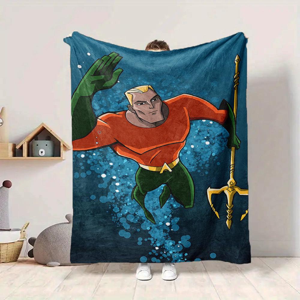 1pc Aquaman, Trident Flannel Throw Blanket Soft, Warm & Cozy for Couch, Bed, Office, and Travel Versatile All Season Gift, Christmas Present