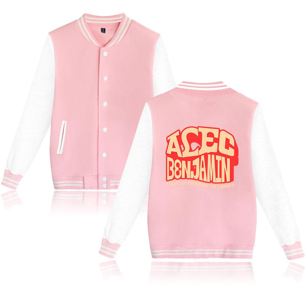 

Женские Мужские Куртки Куртка-бомбер Алек Бенджамин Бейсбольная куртка Оверсайз Хип-хоп Верхняя одежда для студентов Парная одежда XXS розовый