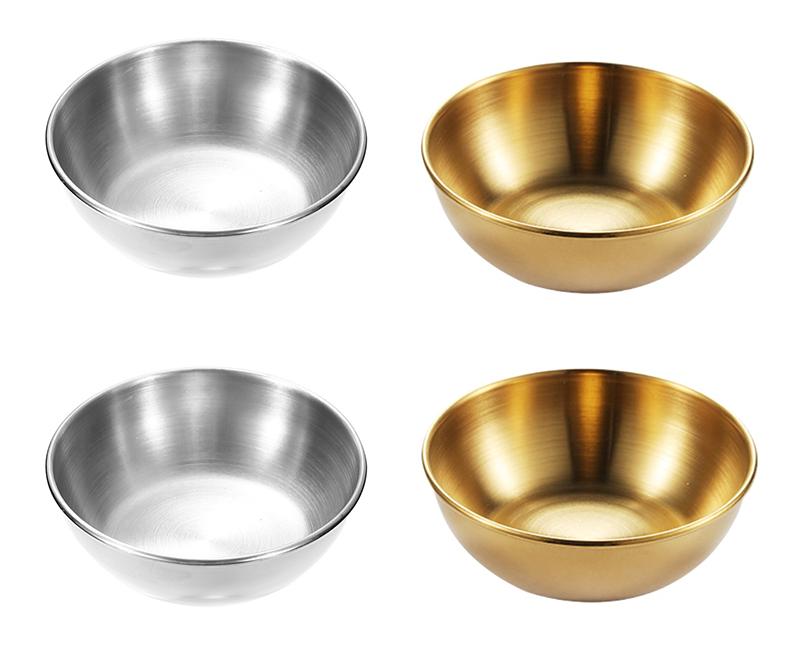 Metal Sauce Bowls Round Stainless Steel Seasoning Dishes Small Sushi Dipping Bowls Prep Appetizer Plates for Kitchen