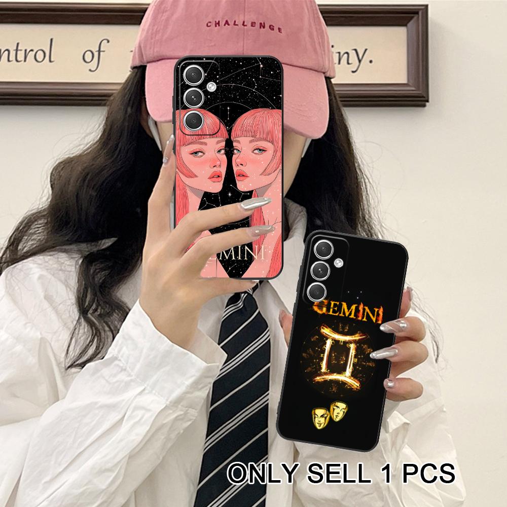 Zodiac Sign Gemini Phone Case for Samsung Galaxy S26 S25 S24 S23 S22 S21 S20 Note20 Plus FE Ultra Soft TPU Shockproof Cover