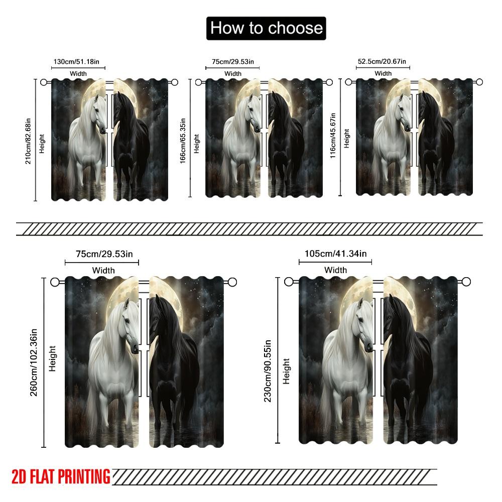 2 Stück, 2D-Flachdruck Moderne Vorhänge Mondlichthengste 100% Polyester (ohne Stange) Festlich Ldeal für Schlafzimmer Büro