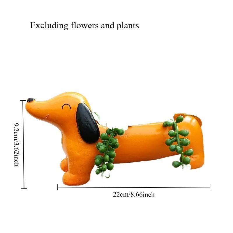 1 шт. Милый Такса Цветочный Горшок Украшение Смола Ремесло Наружный Двор Сад Ландшафтный Декор