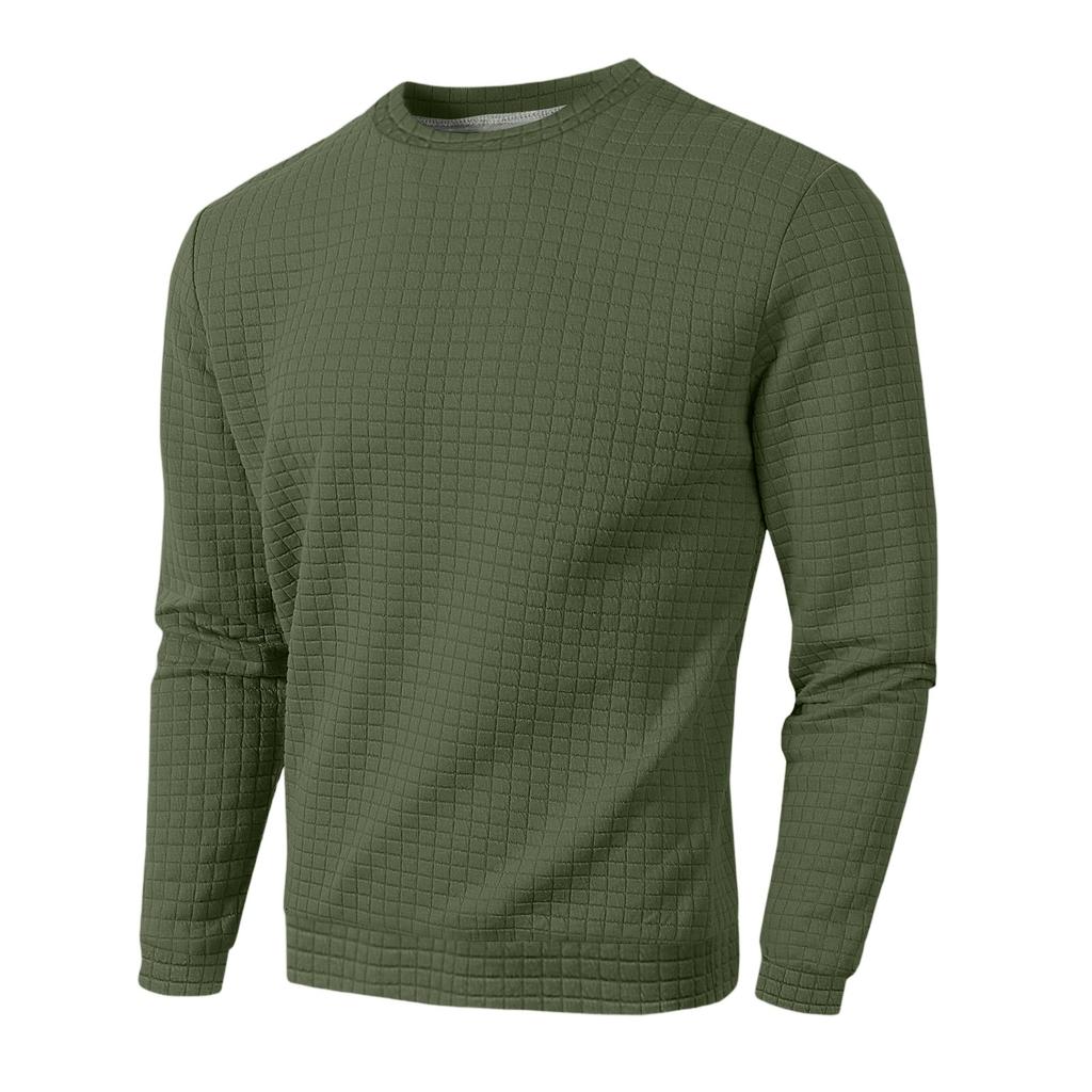 Men's Loose-fitting Casual Waffle-weave Neck Long-sleeved Top