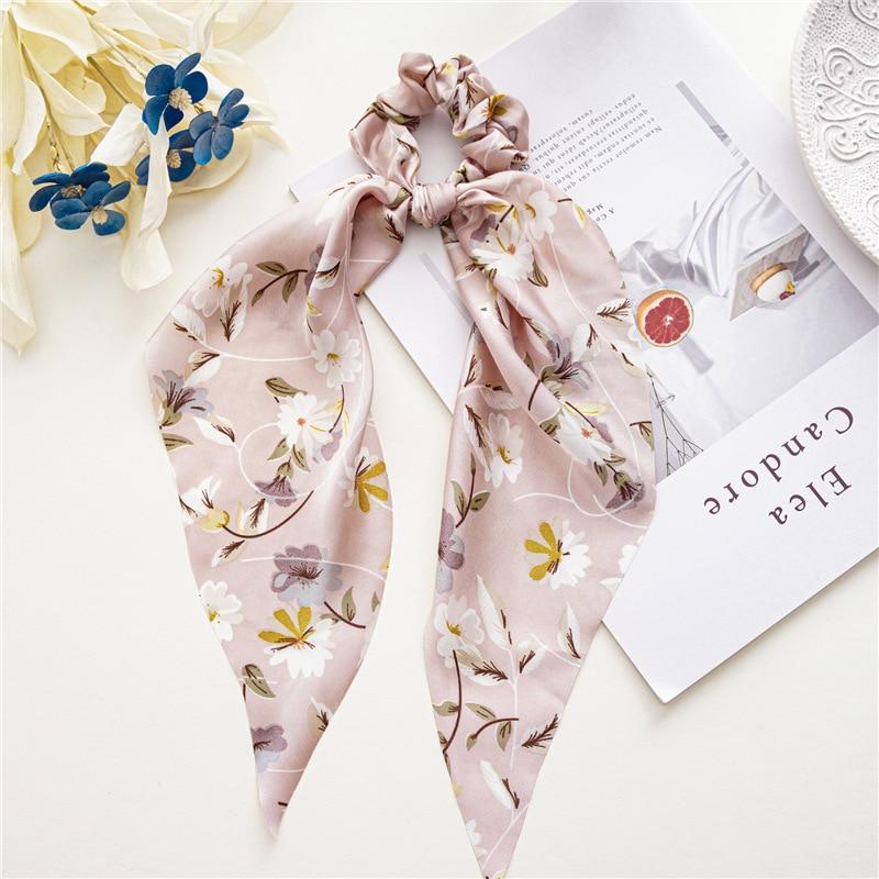 Korean Chiffon Feather Hair Ribbon Scarf Vintage Simple Hair Loop Tie Elastic Hairband For Women Girl Hair Accessories Headbands