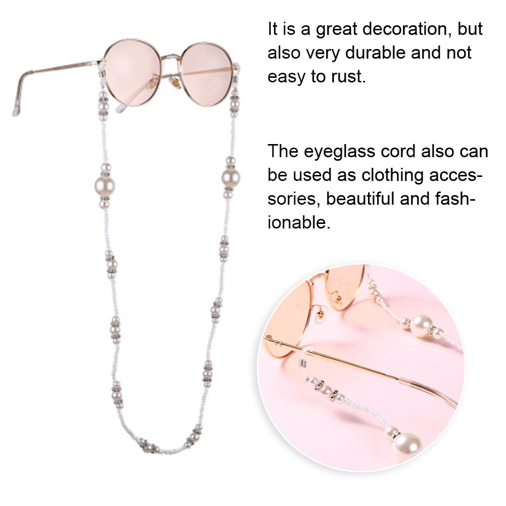 Elegant Artificial Pearl Eyeglasses Cord Alloy Anti-Slip Strap Rope Glasses Chain Decoration