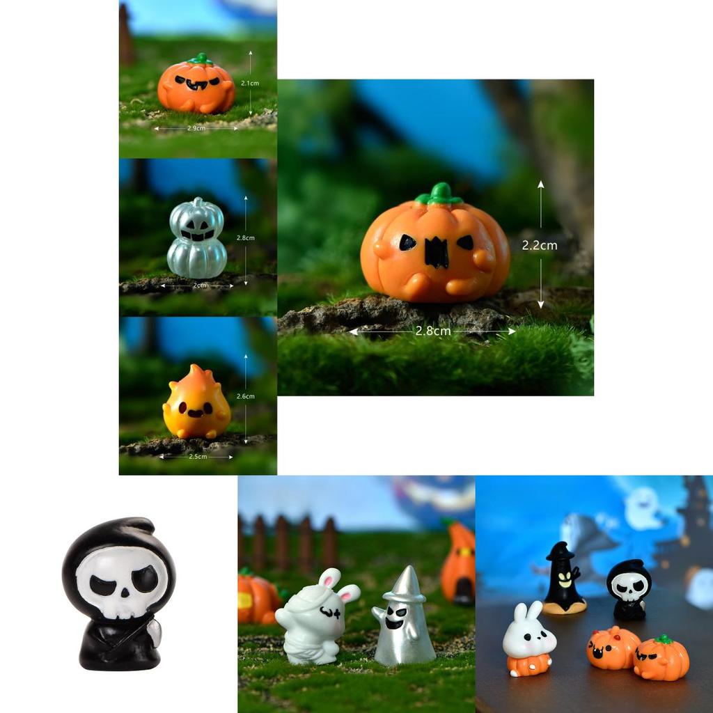 Resin Halloween Miniatures For Diy Crystal Ball Accessories Adorable Transparent Ghost And Pumpkin Decor