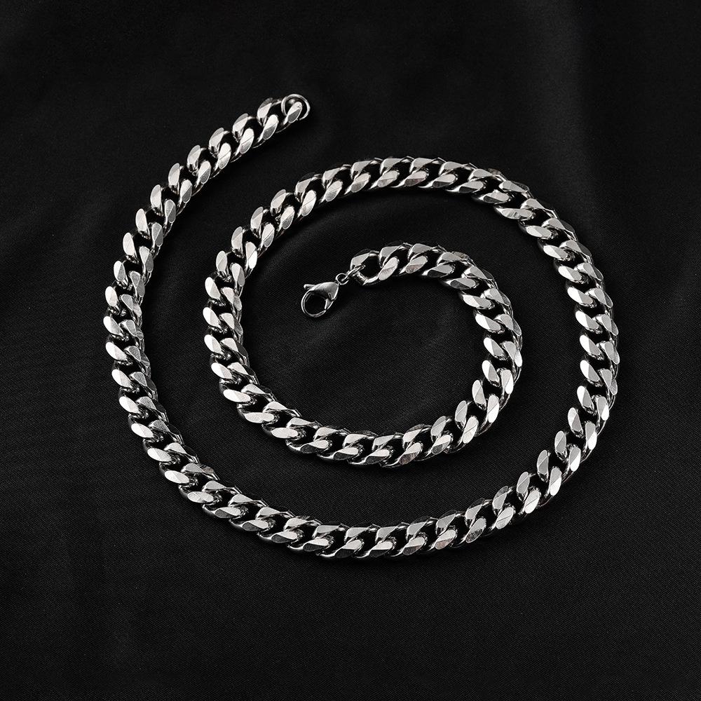 Cuban Link Titanium Steel Necklace - Thick Chain, European & American Hip Hop Style, Unisex Trend, Six-Sided Design