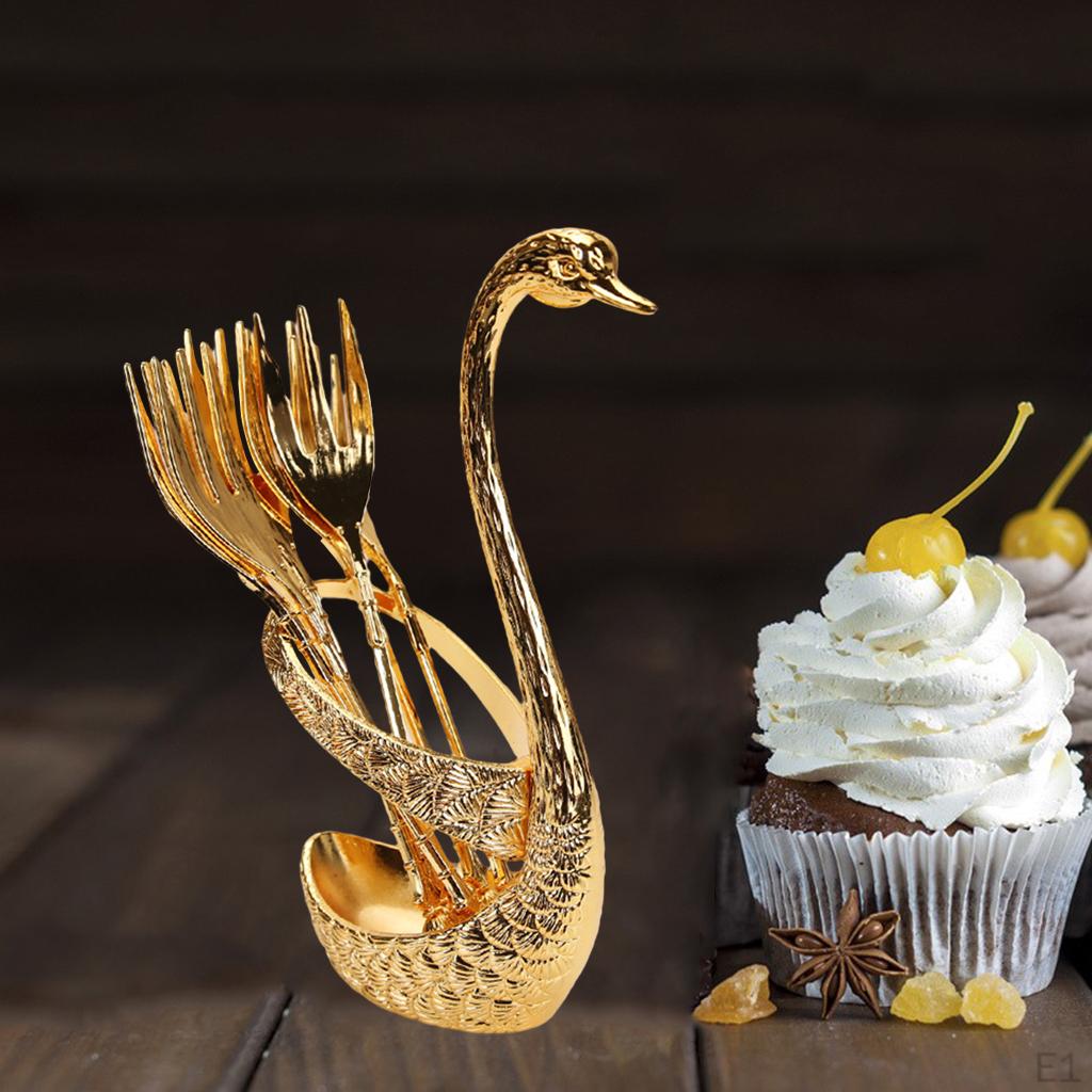 Zestaw obiadowy Swan 6 widelców kreatywne prezenty dekoracyjne, uchwyt na przybory kuchenne ze stopu cynku