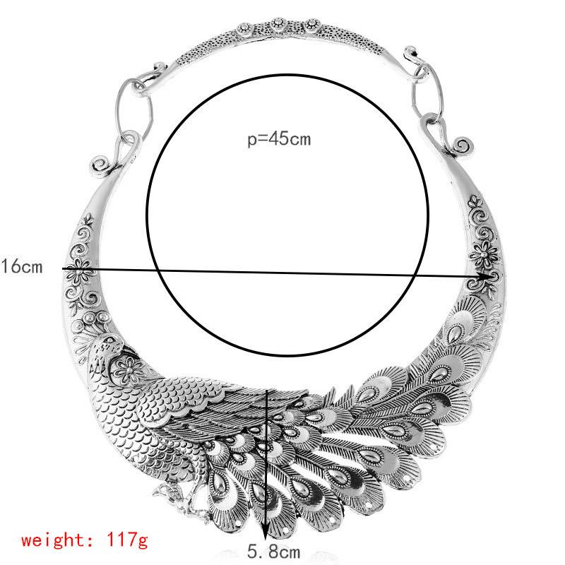 Peacock Design Ethnic Necklace Alloy Retro Pendant For Party And Wear Casual
