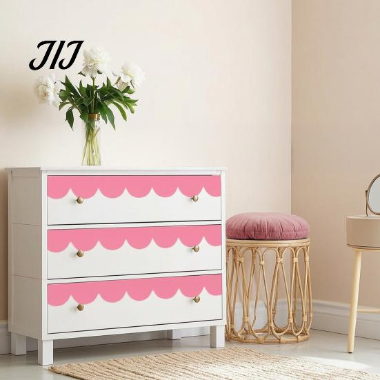 Flexible Corner Decoration for Wardrobe 4Pcs Scalloped Border Wall Decals, Peel and Stick Half Arch Geometric Stickers, Cabinet Edge Decor Semi Circle
