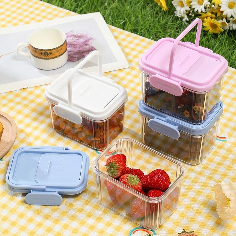 Recipientes de Plástico Herméticos Para Armazenamento de Alimentos Com Alça e Tampas À Prova de Vazamento Caixas Portáteis Para Lanches Para Piquenique