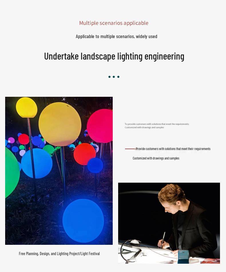 Colorful PE Round Ball Lawn Lights for Scenic Areas & Community Decor