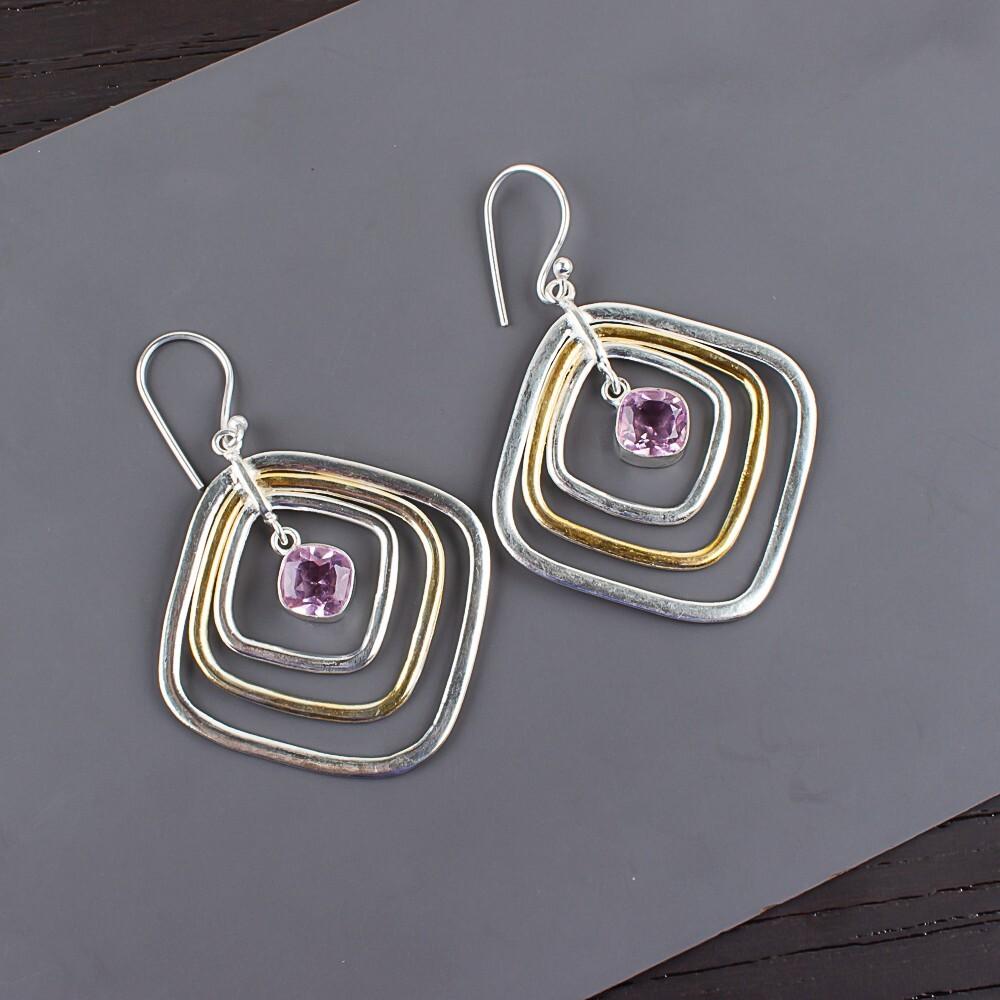 

Natural Morganite Gemstone 925 Sterling Silver Handcrafted Jewelry Earrings2.44 EE-70-1
