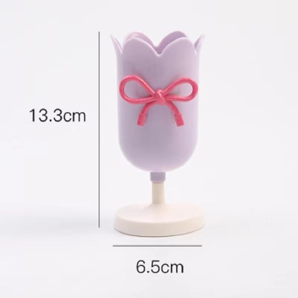 

3D Тримач для ручок у вигляді банта Декор Орнамент Чашка для зберігання пензлів для макіяжу Нове Відро для зберігання тюльпанів Purple（Bow Color Random）