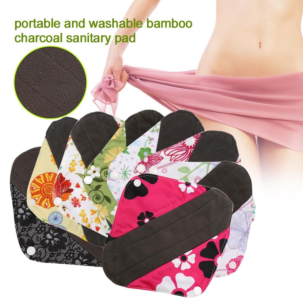 6 Styles Reusable Charcoal Bamboo Menstrual Pads Washable Panty Liner Sanitary Cloth