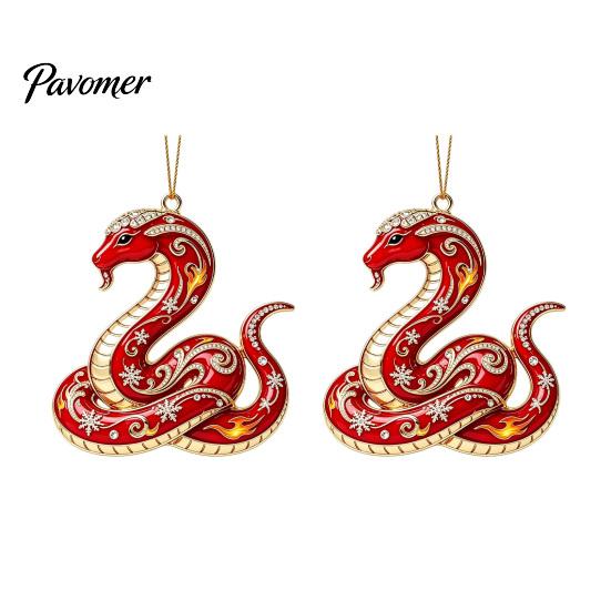 Xmas Party Hanging Ornaments 2 Pcs Zodiac Animals Christmas Ornaments, 2D Acrylic Red Animal Decorative Holiday Pendants Decorations, Chinese New Year