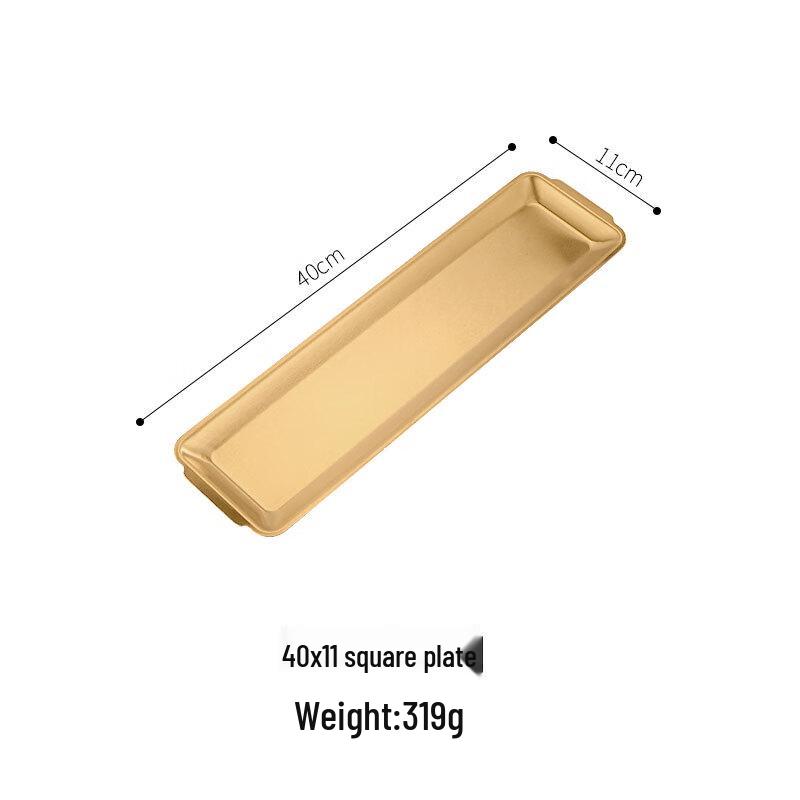 Golden Stainless Steel Rectangular Serving Tray Set
