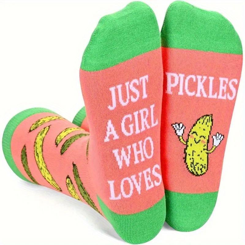 

Geometric Patterned Pickle Lover Socks for Men, 1 Pair, 100% Polyester, Hand Washable, Novelty Knit Fabric, Humorous Dill Enthusiast Design One-size