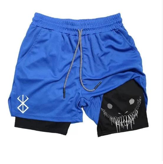 Dragon Ball Series Men's Funny Face Double Layer Basketball & Running Shorts