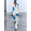 Spring Trendy Print Vertical Shirt 2183040 Pajamas Style Pants 2183041 2183242