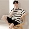Men’s Pajamas Summer Short Sleeve Thin Loose Comfortable Casual Loungewear Set 2 Piece Set Casual Simple Sleepwear Homewear